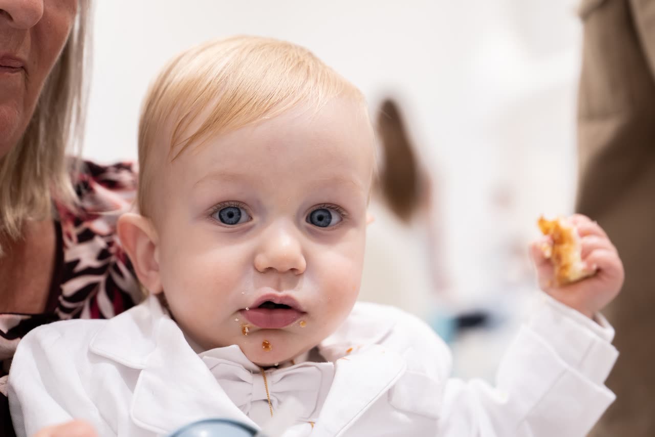 Baby portrait during a christening reception in Melbourne