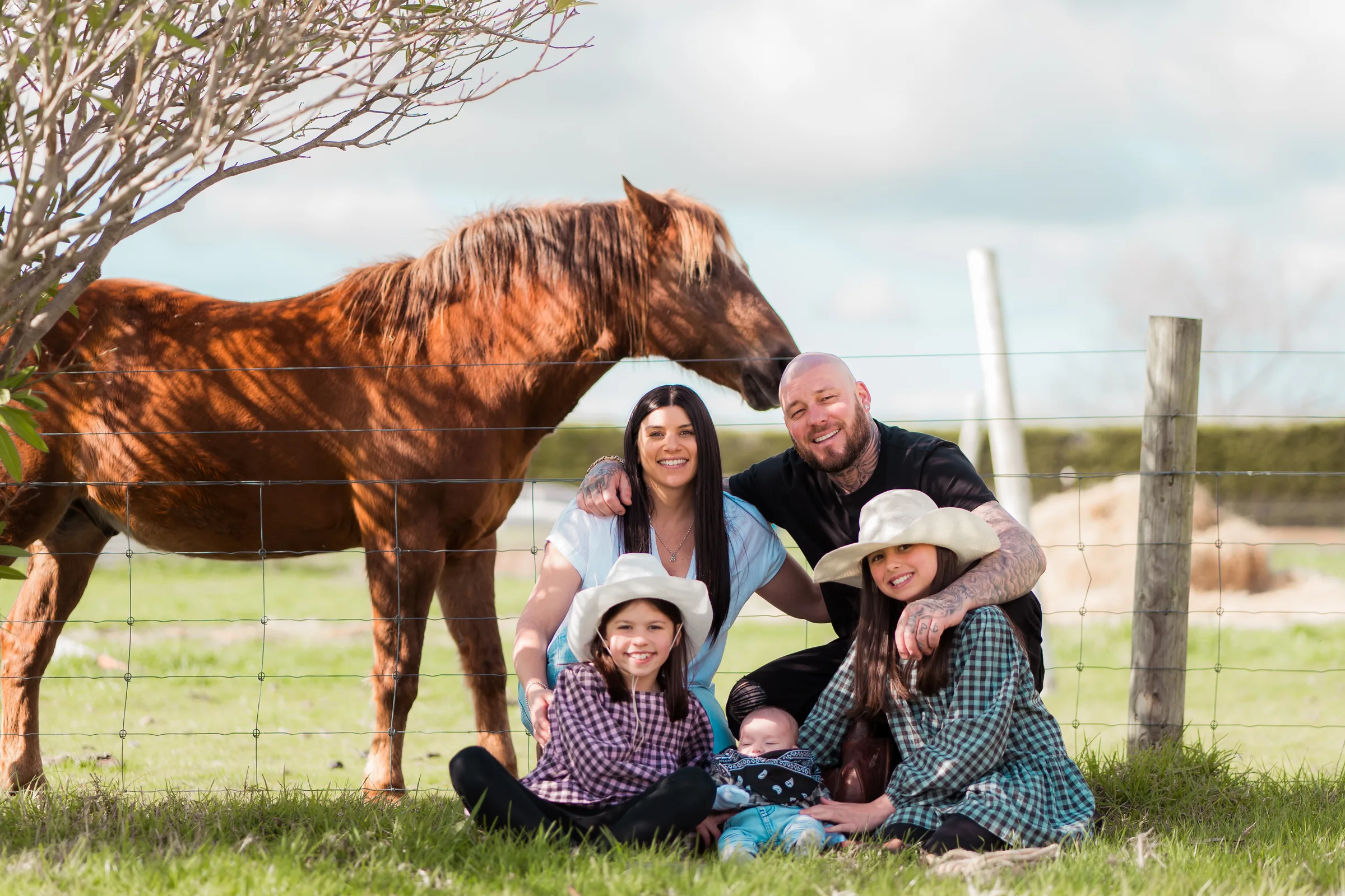 Rural family portrait with a horse photographed in Victoria by Royale Photography